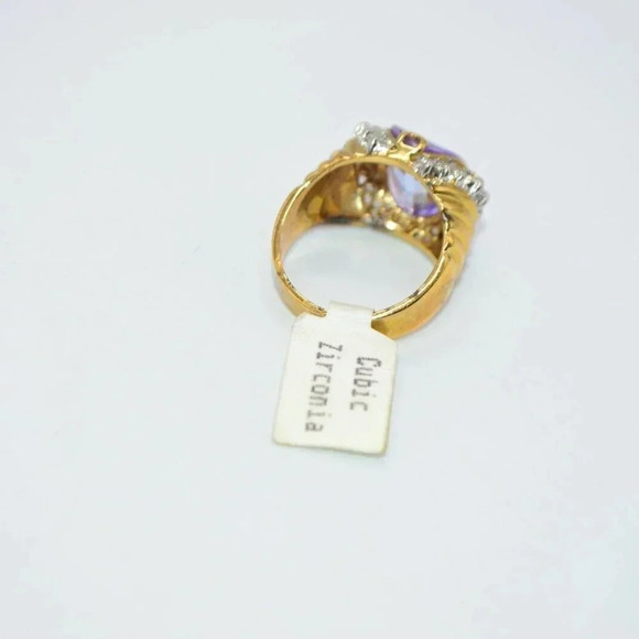 EDCO Purple Faceted Glass Cubic Zirconia Gold Verm - Picture 4 of 5